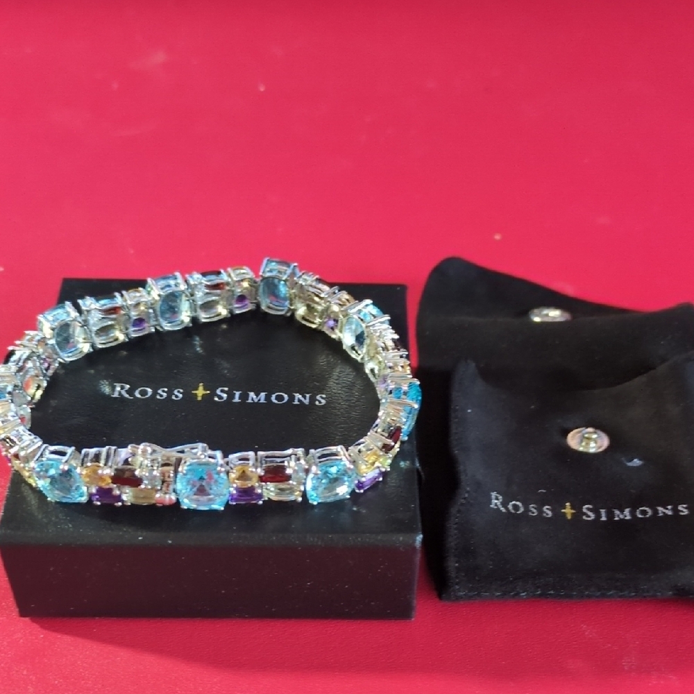 Ross-Simons Multicolor Gemstone Tennis Bracelet - Silver